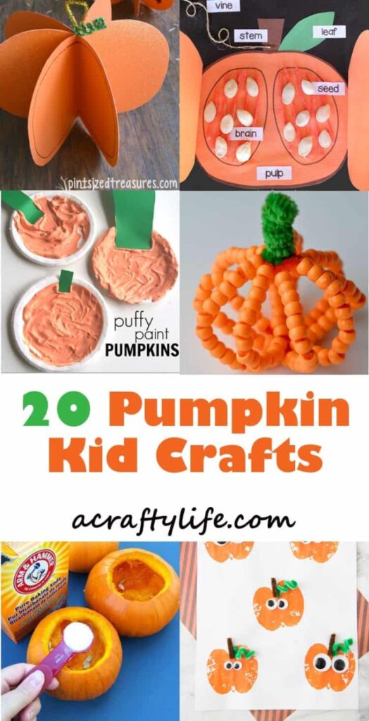 pumpkin kid crafts- fall kid craft - autumn crafts for kids- acraftylife.com #preschool #craftsforkids #kidscrafts