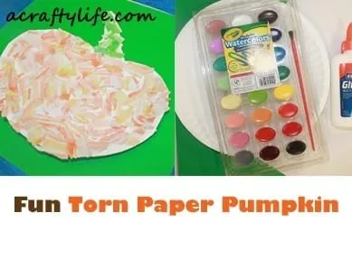 torn paper pumpkin kid craft - pumpkin craft fall kid craft - autumn crafts for kids- #preschool #craftsforkids #kidscrafts