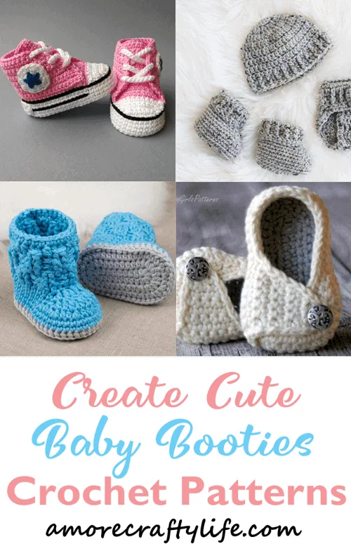 Baby Booties Crochet pattern - A Crafty Life #crochet #crochetpattern #baby #babygift