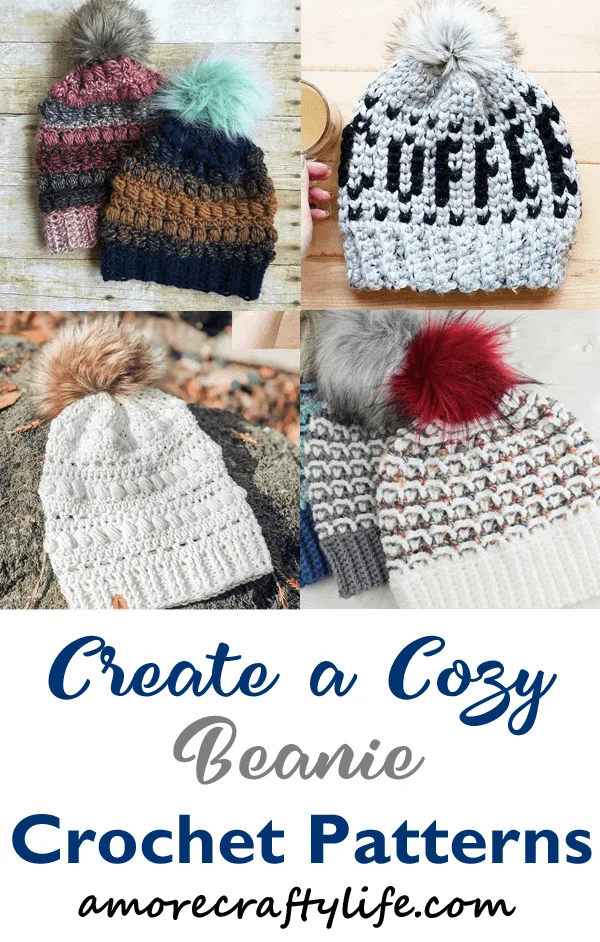 Crochet beanie patterns - Crochet hat pattern - womens hat- Make a winter hat - A Crafty Life #crochet #crochetpattern #crochethat