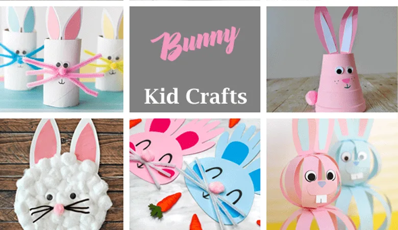 bunny kid crafts - easter kid crafts - arts and crafts activities -spring kid craft- amorecraftylife.com #kidscraft #craftsforkids #easter #preschool