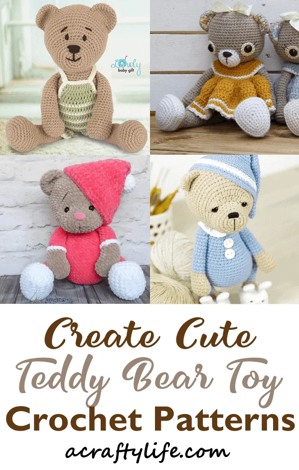 teddy bear crochet patterns - crochet pattern pdf - stuffed teddy bear toy -amorecraftylife.com amigurumi #crochet #diy #crochetpattern #amigurumi