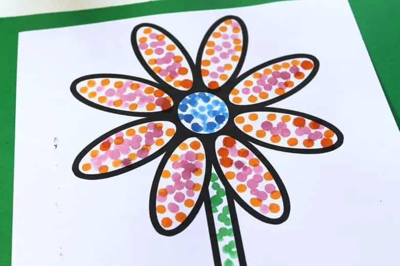 Easy Printable Flower Dot Painting Craft Template to Make - A