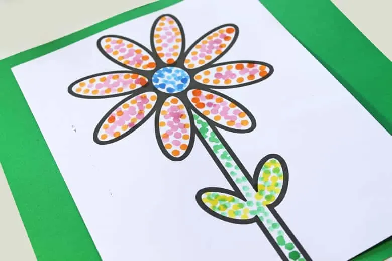 Easy Printable Flower Dot Painting Craft Template to Make - A