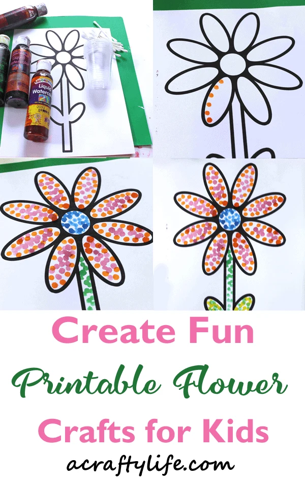 printable flower dot painting kids craft - acraftylife.com #craftsforkids #preschool #kidscrafts