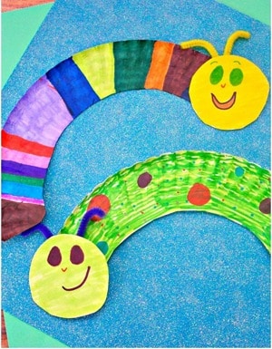 caterpillar Kid Crafts - bug kid craft - insect kid craft acraftylife.com #kidscrafts #craftsforkids #preschool