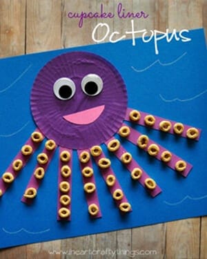 crafts for kids- ocean kid crafts - shark, jellyfish, fish, octopus - acraftylife.com #preschool #craftsforkids #kidscrafts #artsandcrafts
