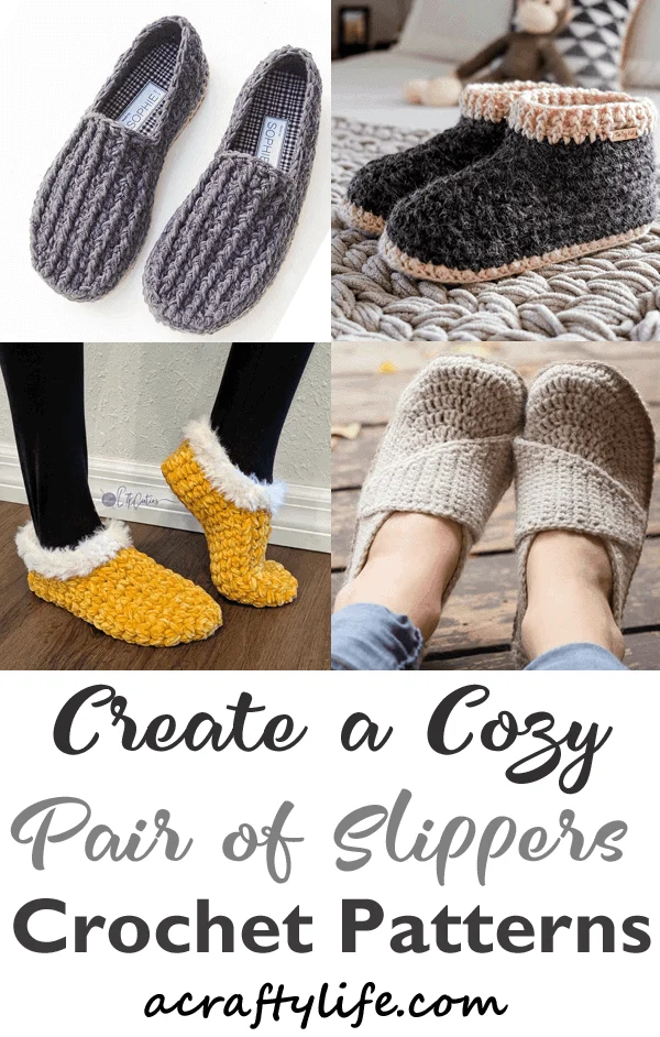 Crochet slipper pattern - A Crafty Life #crochet #crochetpattern