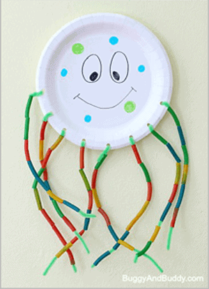 crafts for kids- ocean kid crafts - shark, jellyfish, fish, octopus - acraftylife.com #preschool #craftsforkids #kidscrafts #artsandcrafts