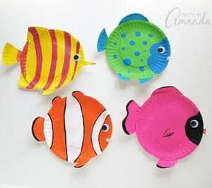 crafts for kids- ocean kid crafts - shark, jellyfish, fish, octopus - acraftylife.com #preschool #craftsforkids #kidscrafts #artsandcrafts