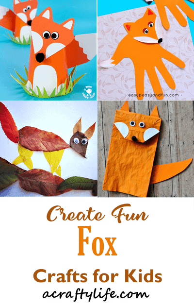 fox Crafts for kids- fall kid craft - letter F - woodland craft - fox craft preschool - acraftylife.com #kidscrafts #craftsforkids #preschool