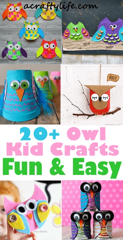 owl kid crafts - crafts for kids - kid craft -#kidscraft #preschool #craftsforkids acraftylife.com