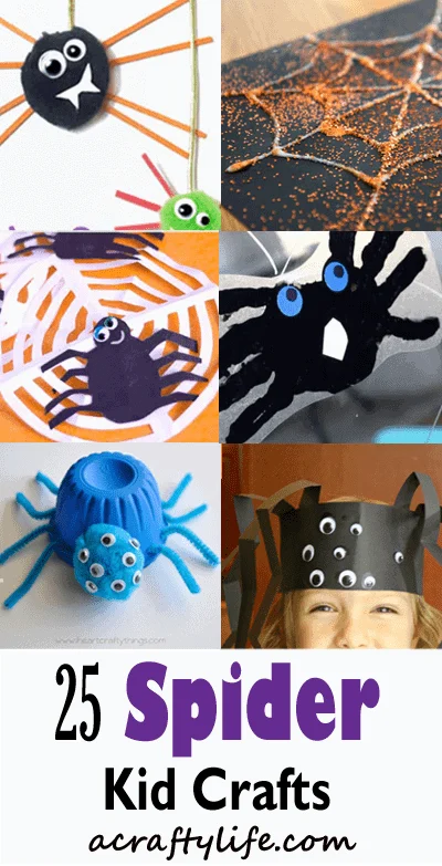 spider kid crafts for kids- fall kid craft - halloween kid craft- crafts for kids - acraftylife.com #kidscraft #craftsforkids #preschool