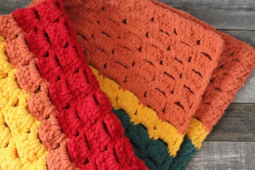 colorful crochet blanket throw pattern - free printable PDF