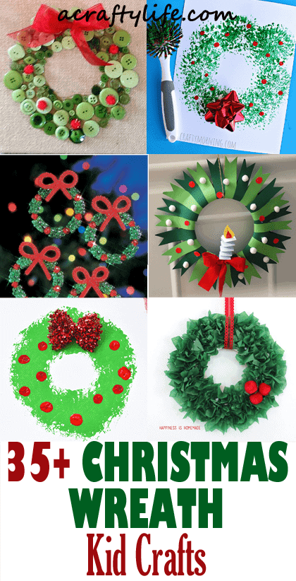 christmas wreath crafts for kids - christmas kid craft - arts and crafts activities - acraftylife.com #kidscraft #craftsforkids #preschool