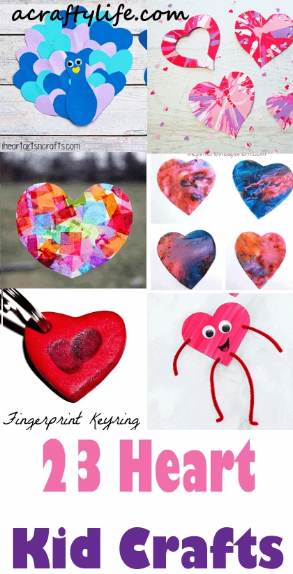 heart crafts for preschoolers- valentine's day crafts for kids- heart kid crafts - acraftylife.com #preschool #kidscraft #craftsforkids