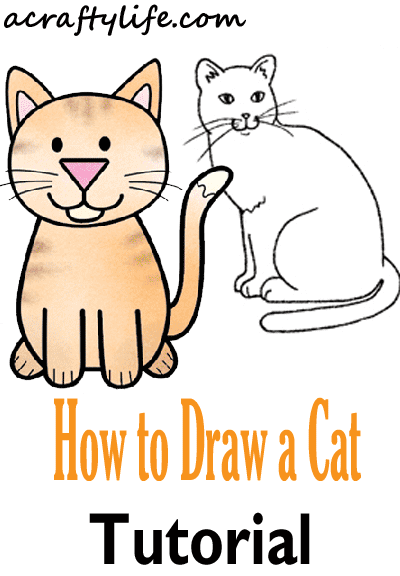 How to draw a cat step by step - easy drawing tutorials - videos- acraftylife.com #kidscraft #craftsforkids #drawing