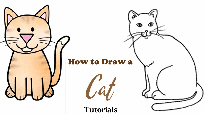 How to draw a cat step by step - easy drawing tutorials - videos- acraftylife.com #kidscraft #craftsforkids #drawing