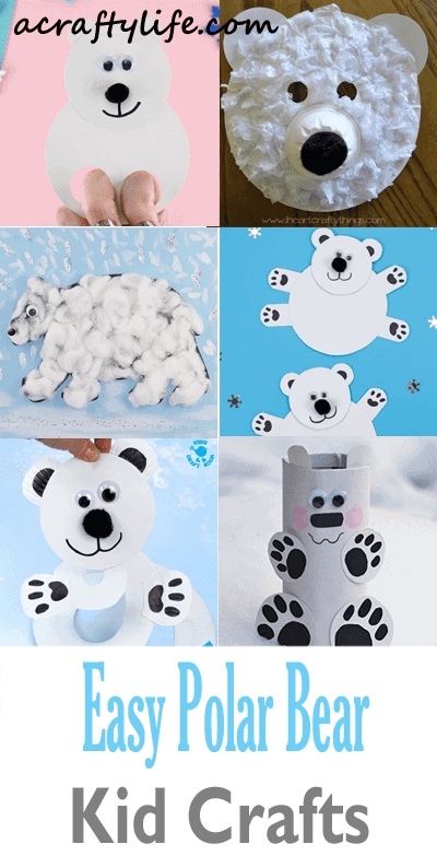 polar bear crafts for preschoolers- arts and crafts activities -winter kid craft- acraftylife.com #kidscraft #craftsforkids #winter #preschool