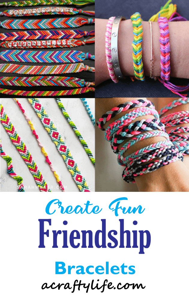 Different types of friendship bracelets to make - DIY bracelets - crafts for kids- tweens - acraftylife.com #craftsforkids #kidscrafts