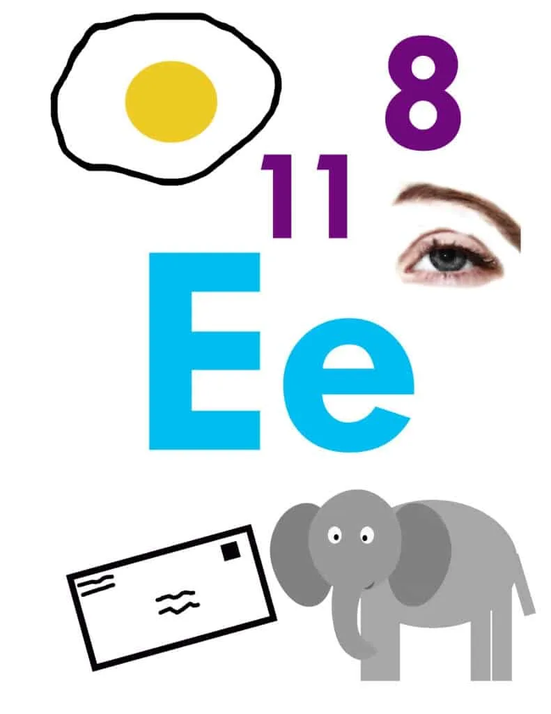 Letter E Printable Activities - Crafts for Letter E- Preschool kid craft - alphabet math recipe acraftylife.com #preschool #craftsforkids #kidscrafts