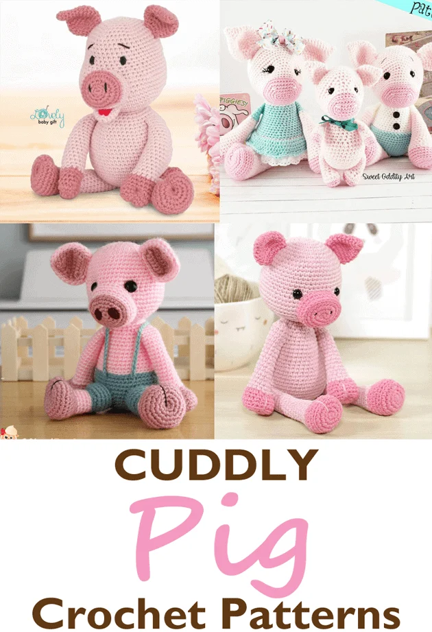 crochet piglet pattern- stuffed toy pig crochet pattern pdf - amigurumi acraftylife.com #crochet #crochetpattern