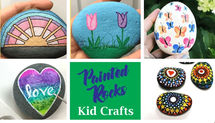 Rock Kid Crafts - rock painting - acraftylife.com #kidscrafts #craftsforkids #diy