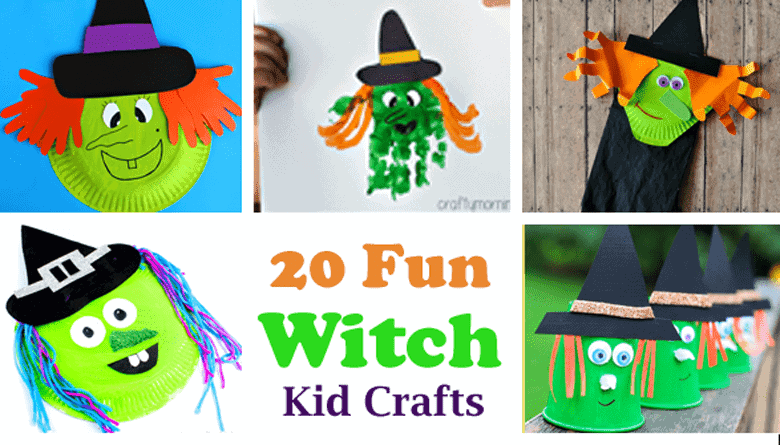 witch crafts for kids - Halloween kid craft - fall kid craft -acraftylife #kidscraft #craftsforkids #preschool