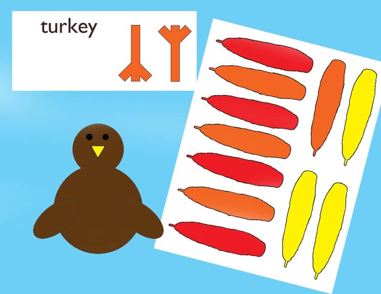 colored free printable turkey feather template craft