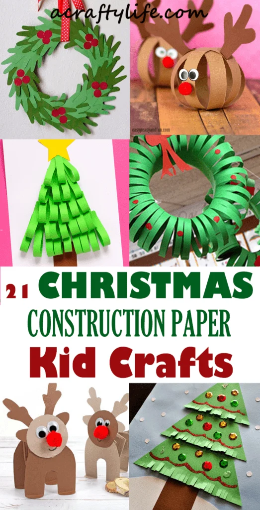 Christmas construction paper Craft - christmas kid craft - arts and crafts activities - acraftylife.com #kidscraft #craftsforkids #christmas #preschool