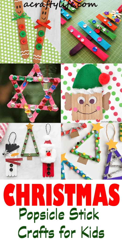 Easy Christmas popsicle stick crafts for kids - arts and crafts activities - DIY Christmas ornament - keepsakes - acraftylife.com #kidscraft #craftsforkids #christmas #preschool