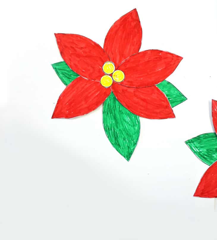 Poinsettia craft for kids - free poinsettia template printable outline -Christmas craft - acraftylife.com #kidscrafts #craftsforkids #diy