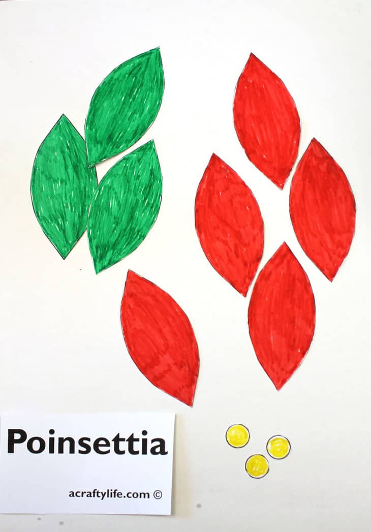 Easy Printable Poinsettia Craft for Kids Template to Make - A Crafty Life