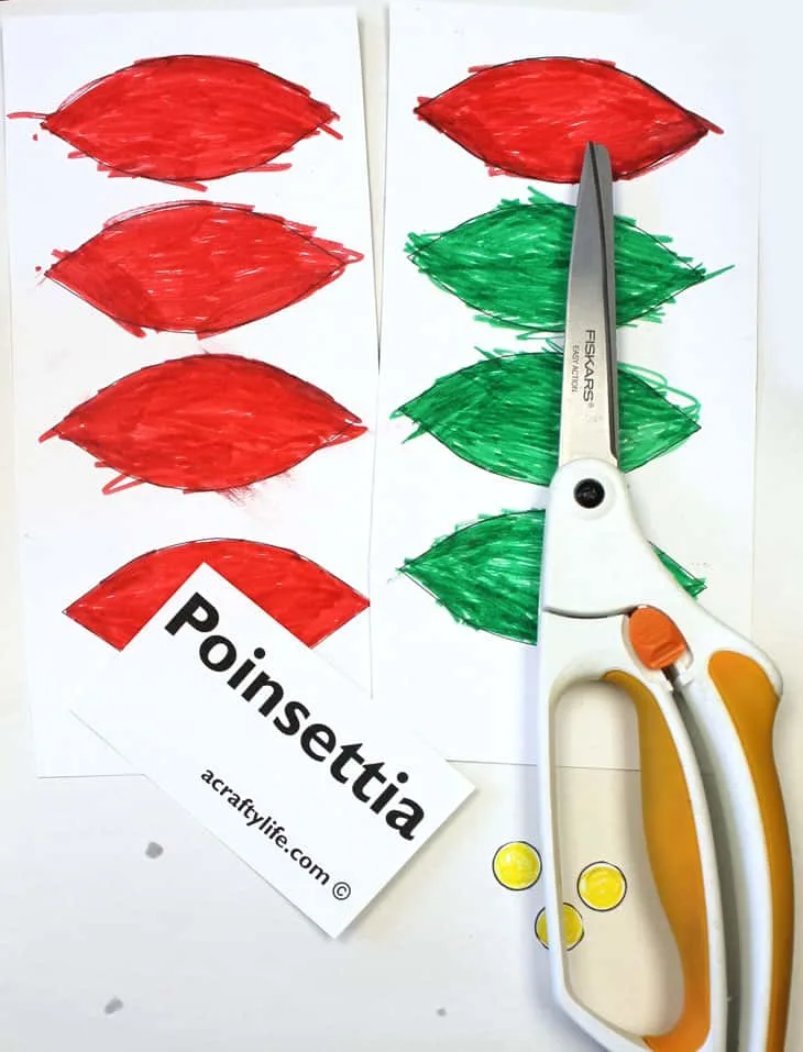 Poinsettia craft for kids - free poinsettia template printable outline -Christmas craft - acraftylife.com #kidscrafts #craftsforkids #diy