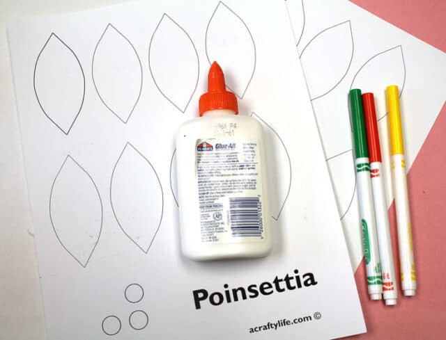 Easy Printable Poinsettia Craft for Kids Template to Make - A Crafty Life
