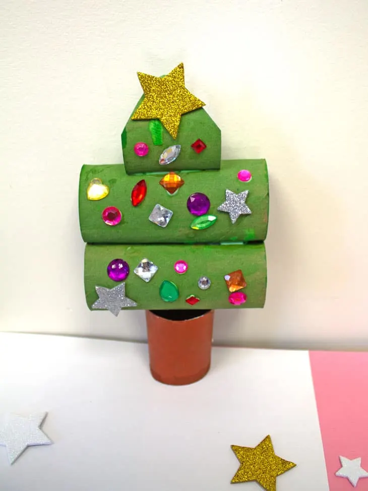 Toilet Paper Roll Christmas Tree Craft - The Resourceful Mama