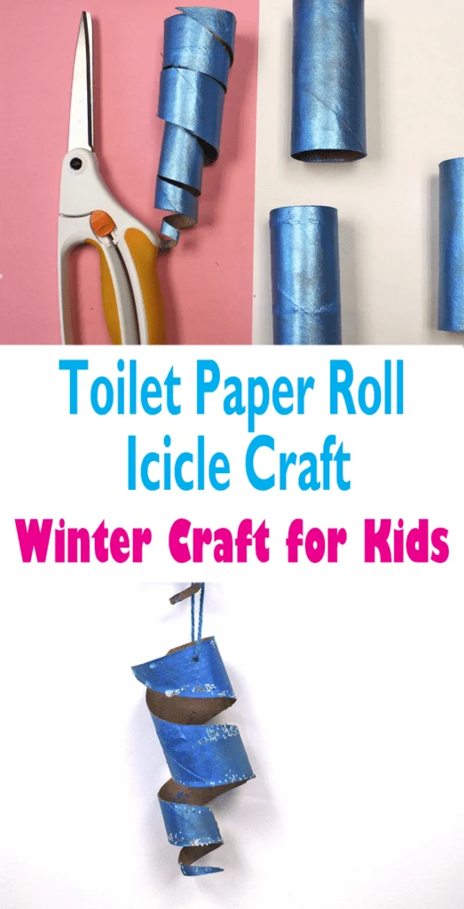 toilet paper roll icicle winter craft for kids- arts and crafts activities -winter kid craft- acraftylife.com #kidscraft #craftsforkids #winter