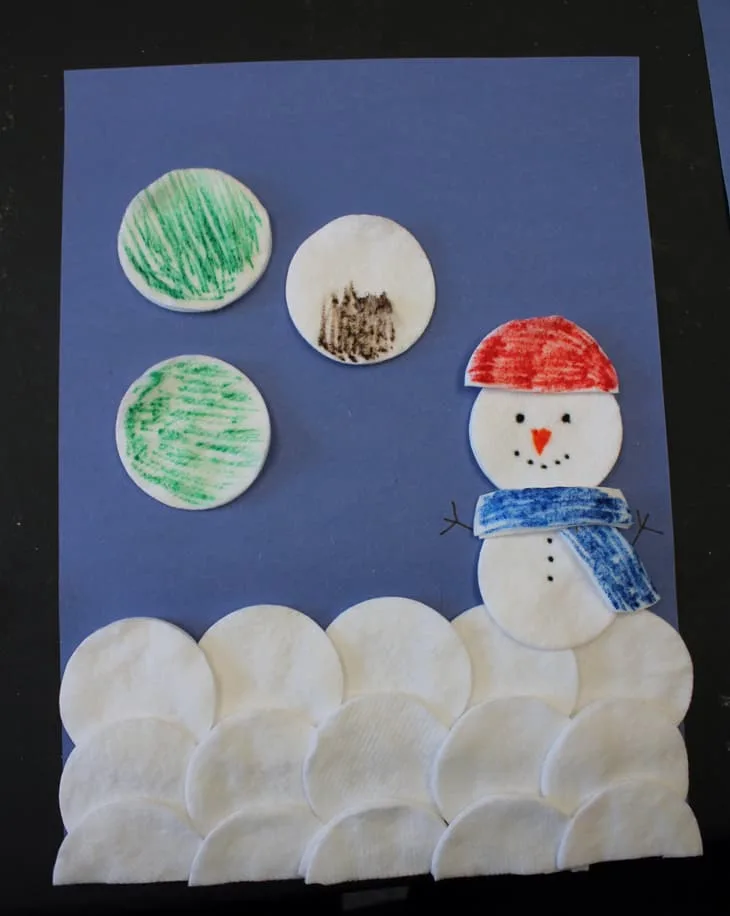 easy snowman craft for preschool- arts and crafts activities -winter kid craft- acraftylife.com #kidscraft #craftsforkids #winter