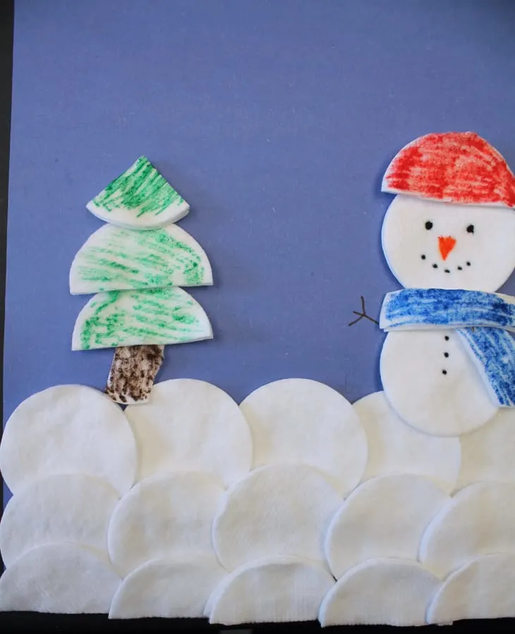 easy snowman craft for preschool- arts and crafts activities -winter kid craft- acraftylife.com #kidscraft #craftsforkids #winter