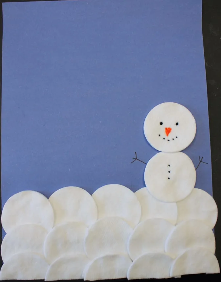 easy snowman craft for preschool- arts and crafts activities -winter kid craft- acraftylife.com #kidscraft #craftsforkids #winter