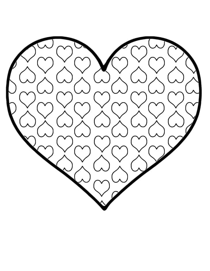 Valentine's Day Heart Coloring Page - free large, medium, small pattern for heart - valentine's day crafts for kids- heart kid crafts - acraftylife.com #preschool #kidscraft #craftsforkids