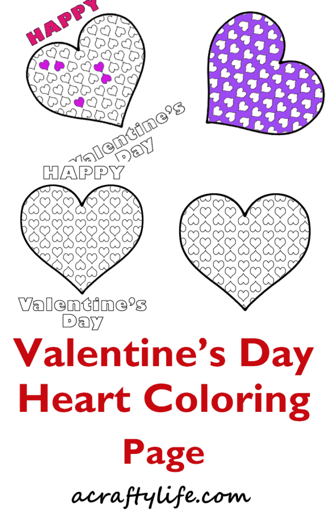 Valentine's Day Heart Coloring Page - free large, medium, small pattern for heart - valentine's day crafts for kids- heart kid crafts - acraftylife.com #preschool #kidscraft #craftsforkids