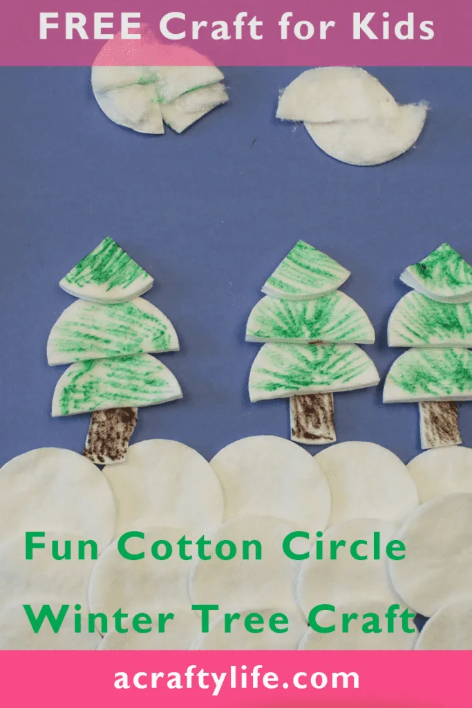 easy cotton pad winter tree craft for kids - arts and crafts activities -winter kid craft- acraftylife.com #kidscraft #craftsforkids #winter