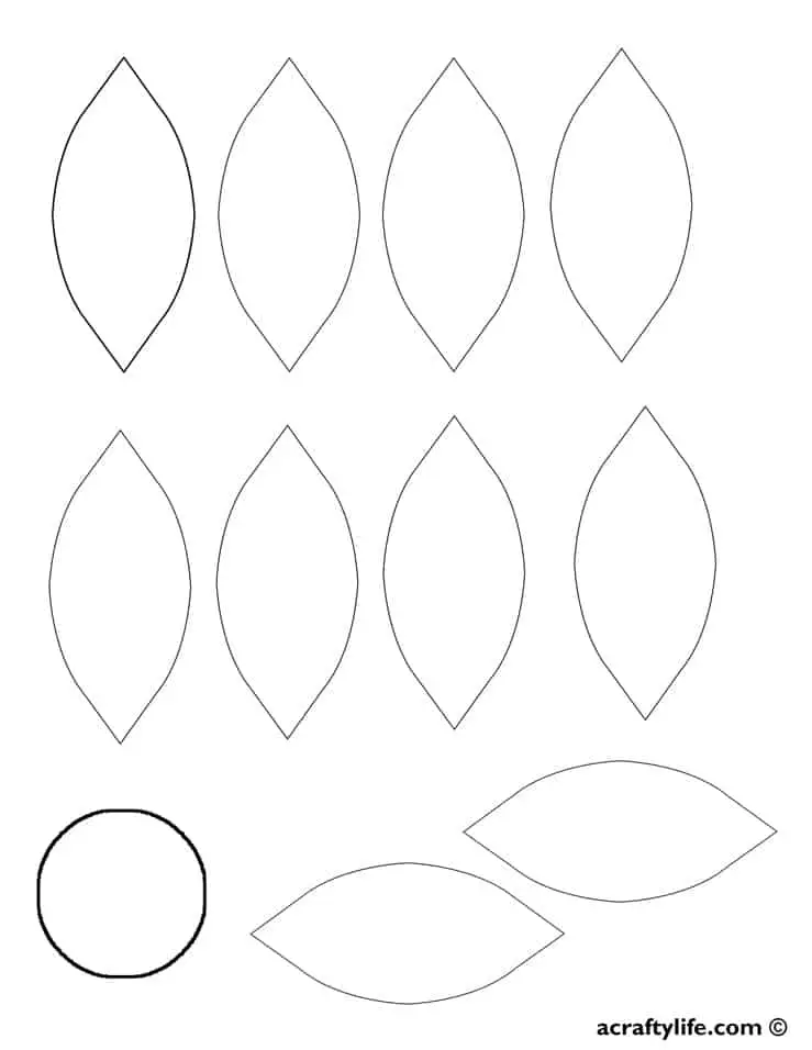printable flower template PDF with petals - crafts for kids acraftylife.com #crafts #printable #template