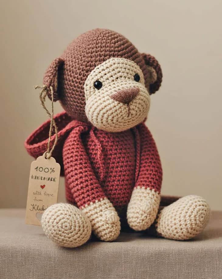 Cute monkey crochet pattern with hood