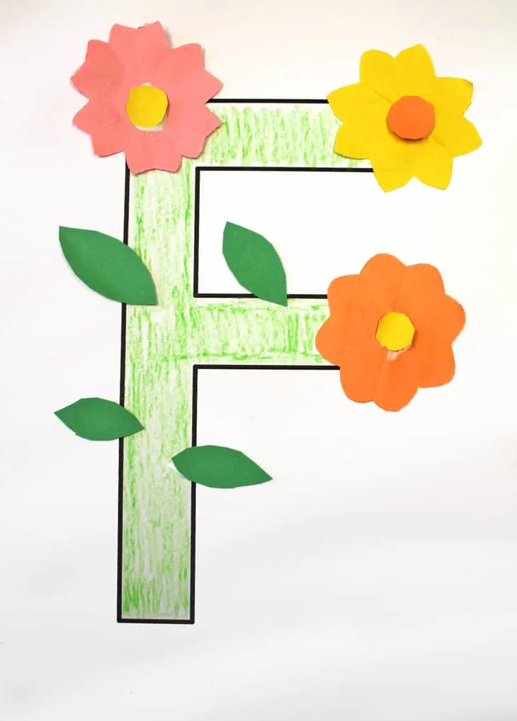 Try this fun letter F flower craft for preschoolers. There is a letter F template printable.