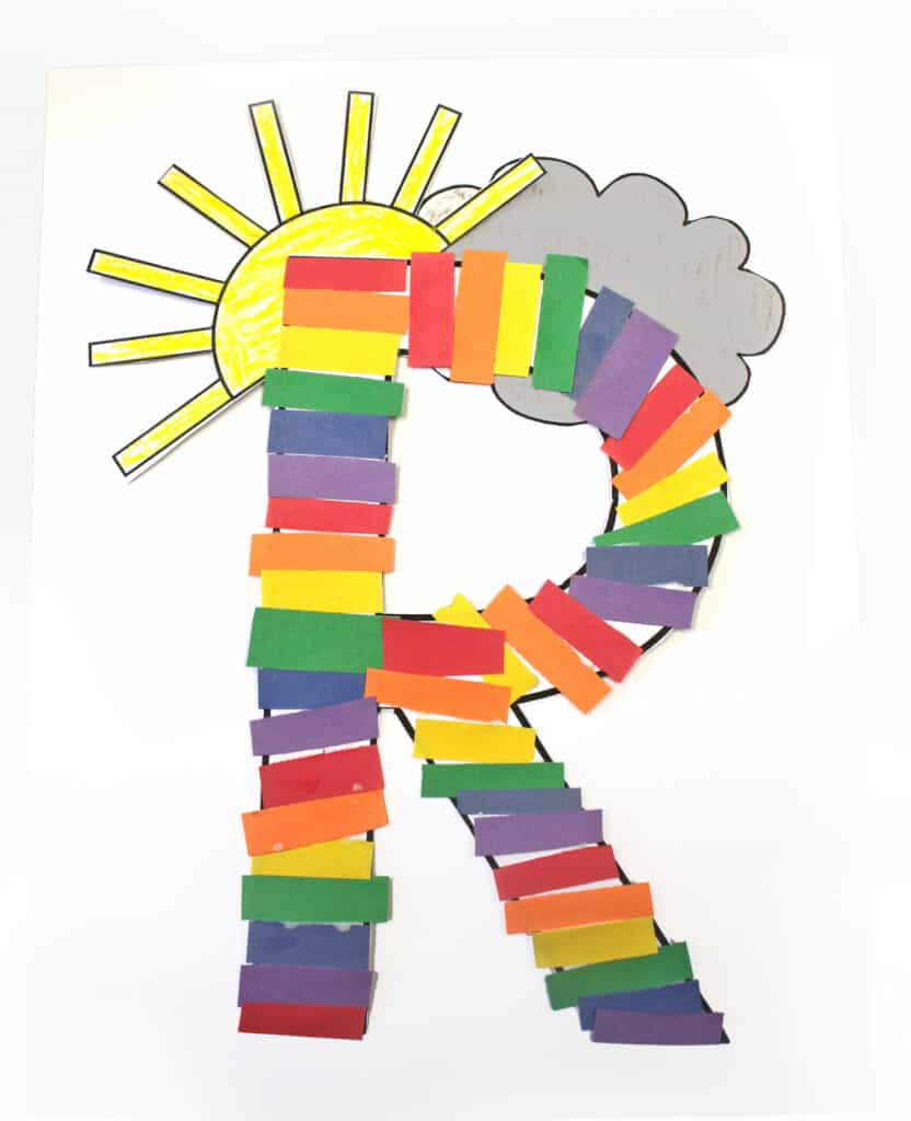 Try this fun letter R rainbow craft for preschoolers. There is a letter R template printable.