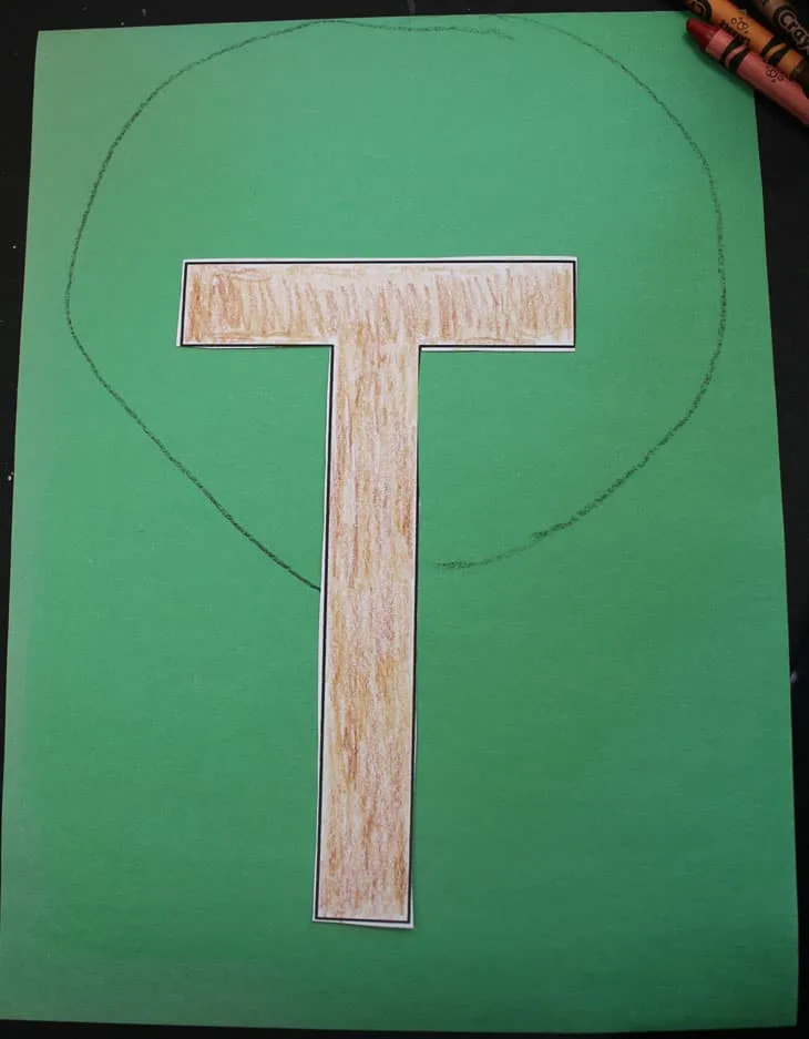 Make a fun and easy letter T craft for preschoolers. This easy craft has a free printable template of the letter T.