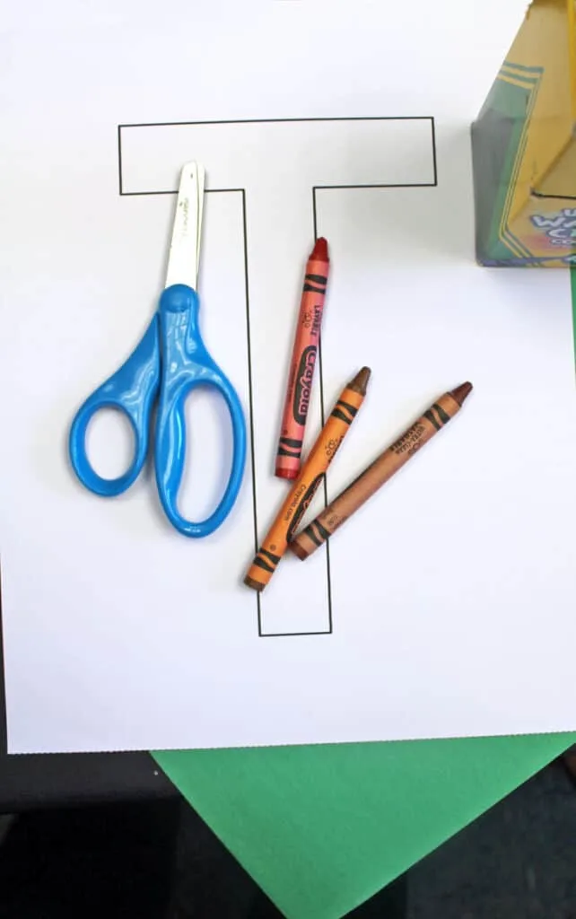 Make a fun and easy letter T craft for preschoolers. This easy craft has a free printable template of the letter T.