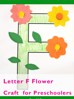 Try this fun letter F flower craft for preschoolers. There is a letter F template printable.
